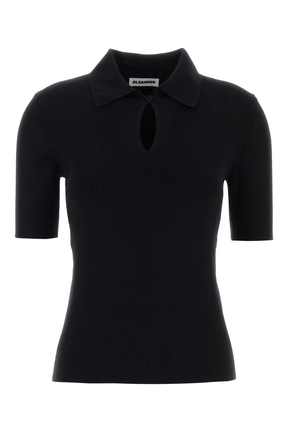 Jil Sander Women Black Wool Polo Shirt JIL SANDER
