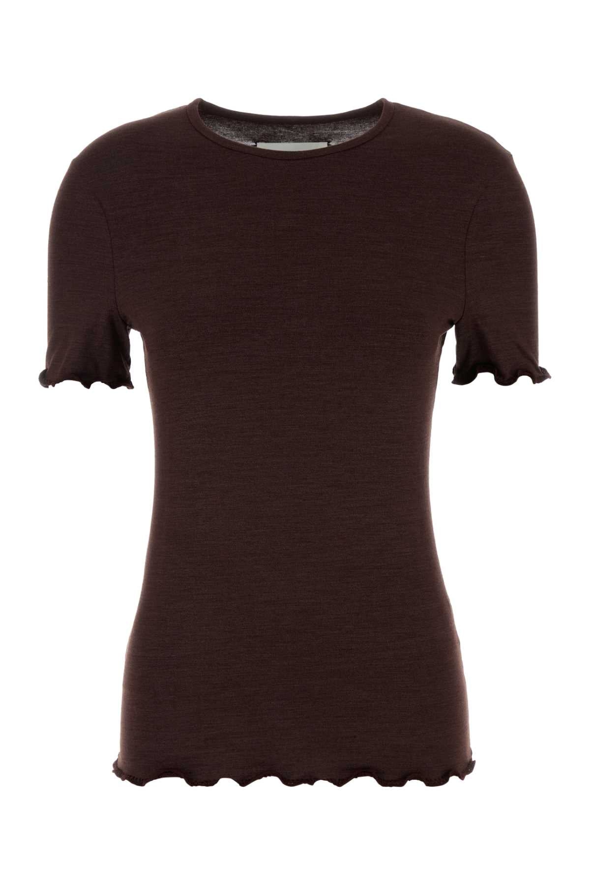 Jil Sander Women Aubergine Stretch Silk Blend T-Shirt JIL SANDER
