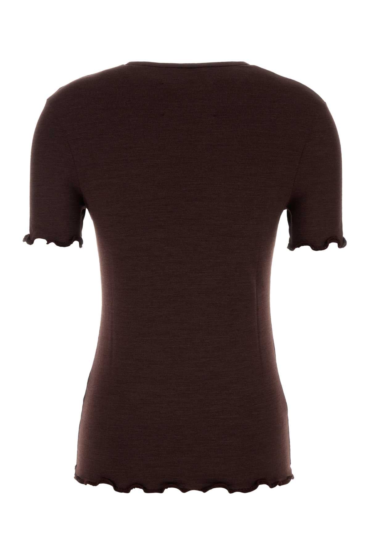 Jil Sander Women Aubergine Stretch Silk Blend T-Shirt JIL SANDER