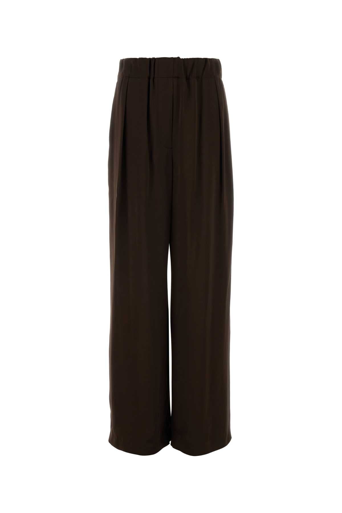 Jil Sander Women Chocolate Satin Wide-Leg Pant JIL SANDER