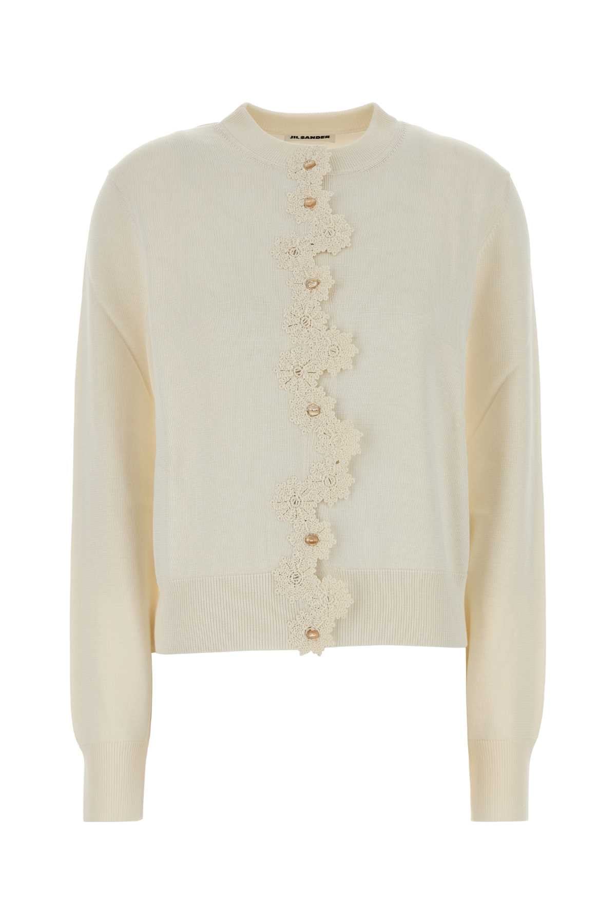 Jil Sander Women Ivory Stretch Viscose Blend Cardigan JIL SANDER