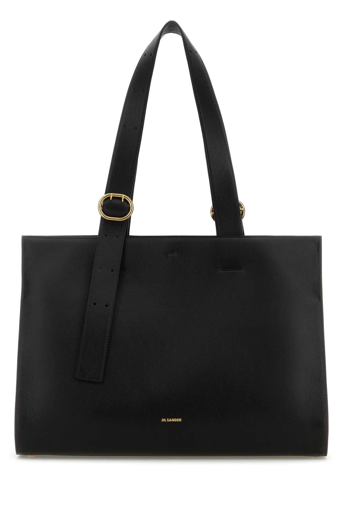 Jil Sander Women Black Leather Shopping Bag JIL SANDER