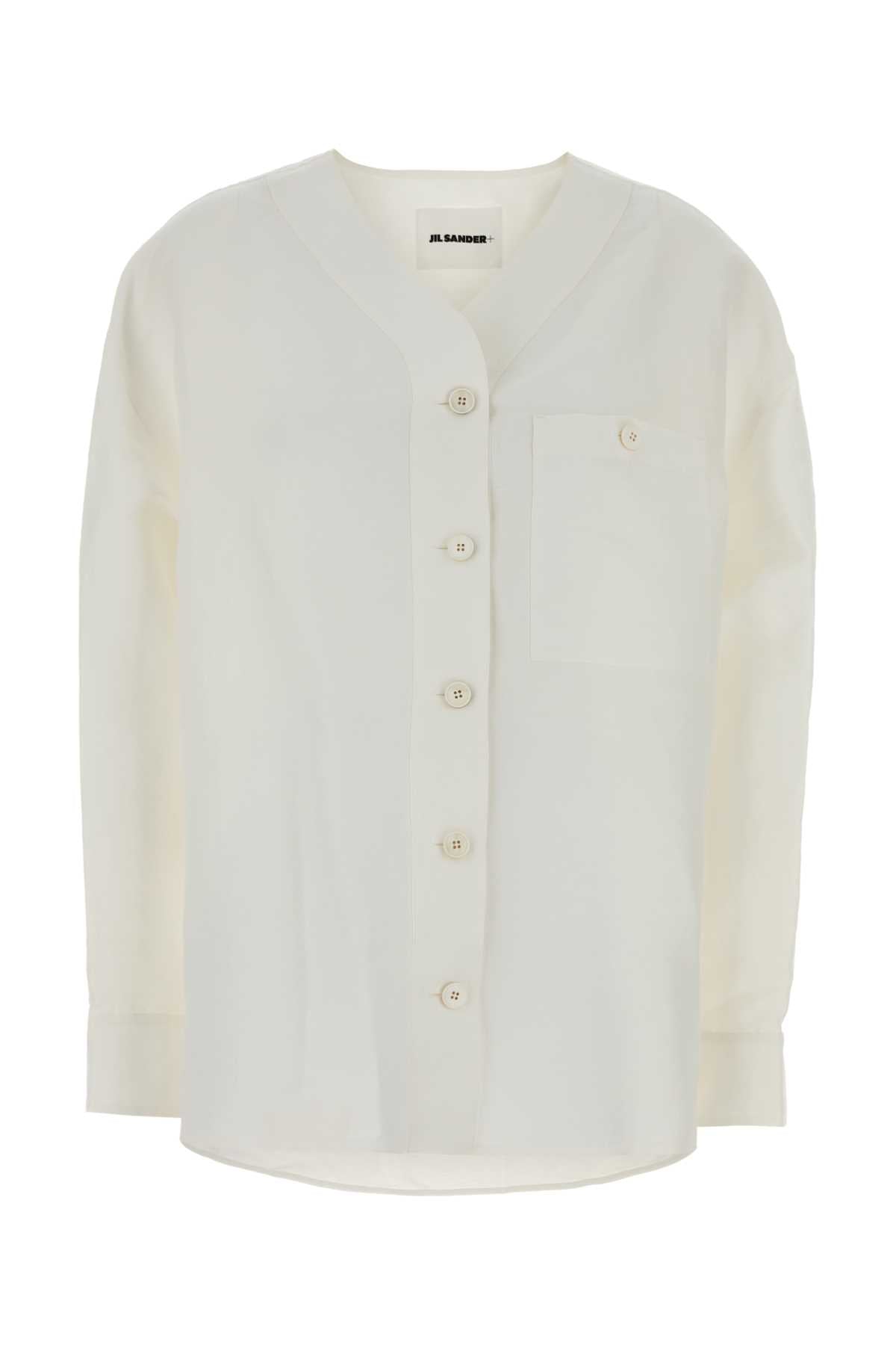 Jil Sander Women White Linen Blend Oversize Shirt JIL SANDER