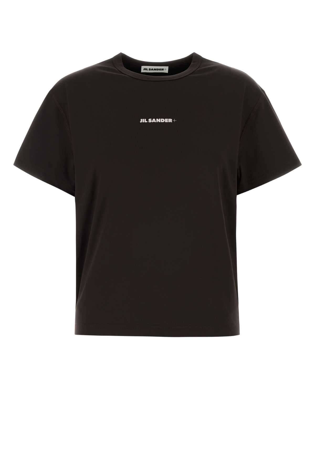 Jil Sander Women Dark Brown Stretch Polyester T-Shirt JIL SANDER