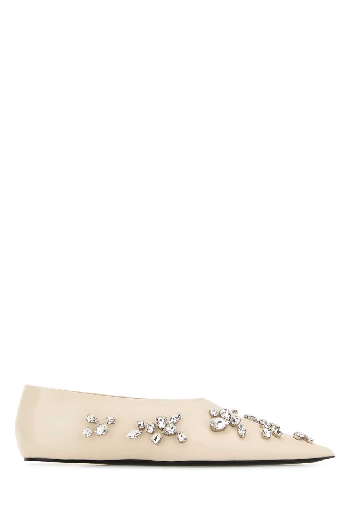 Jil Sander Women Ivory Leather Ballerinas JIL SANDER