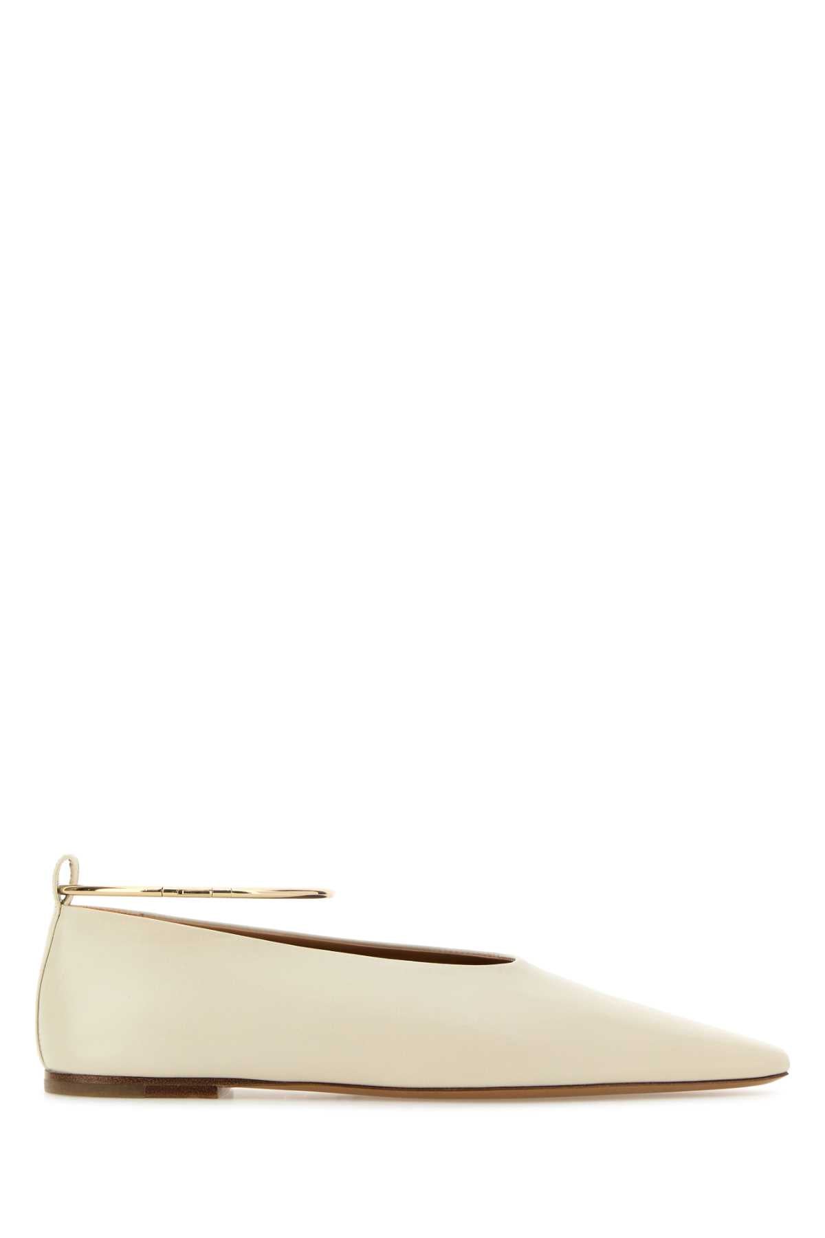 Jil Sander Women Ivory Leather Ballerinas JIL SANDER