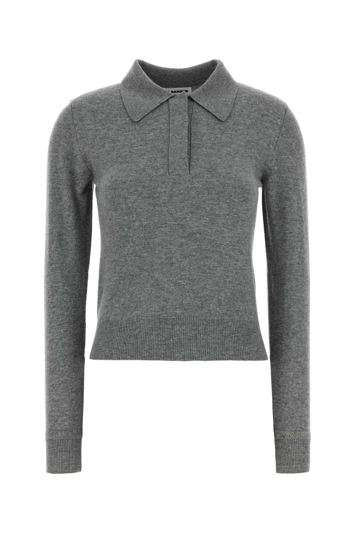 Jil Sander Women Grey Wool Polo Shirt JIL SANDER