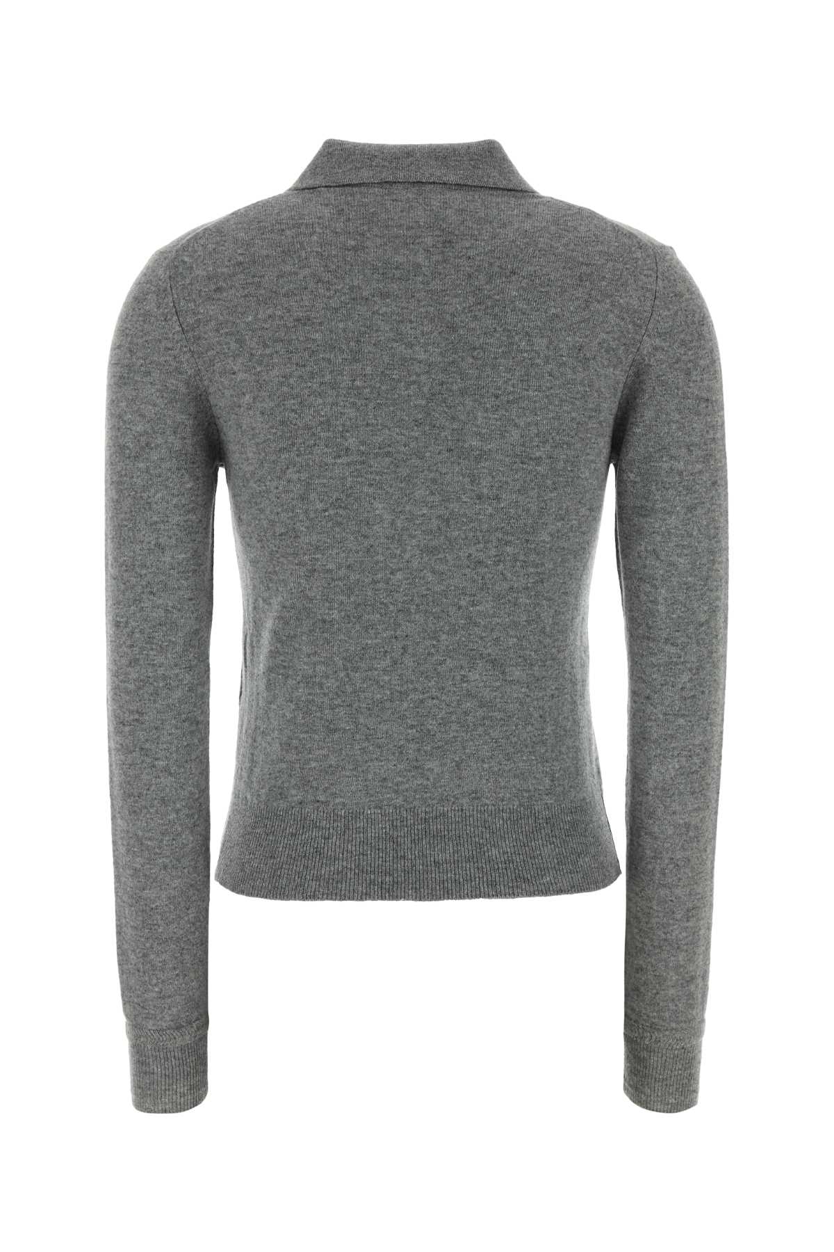 Jil Sander Women Grey Wool Polo Shirt JIL SANDER