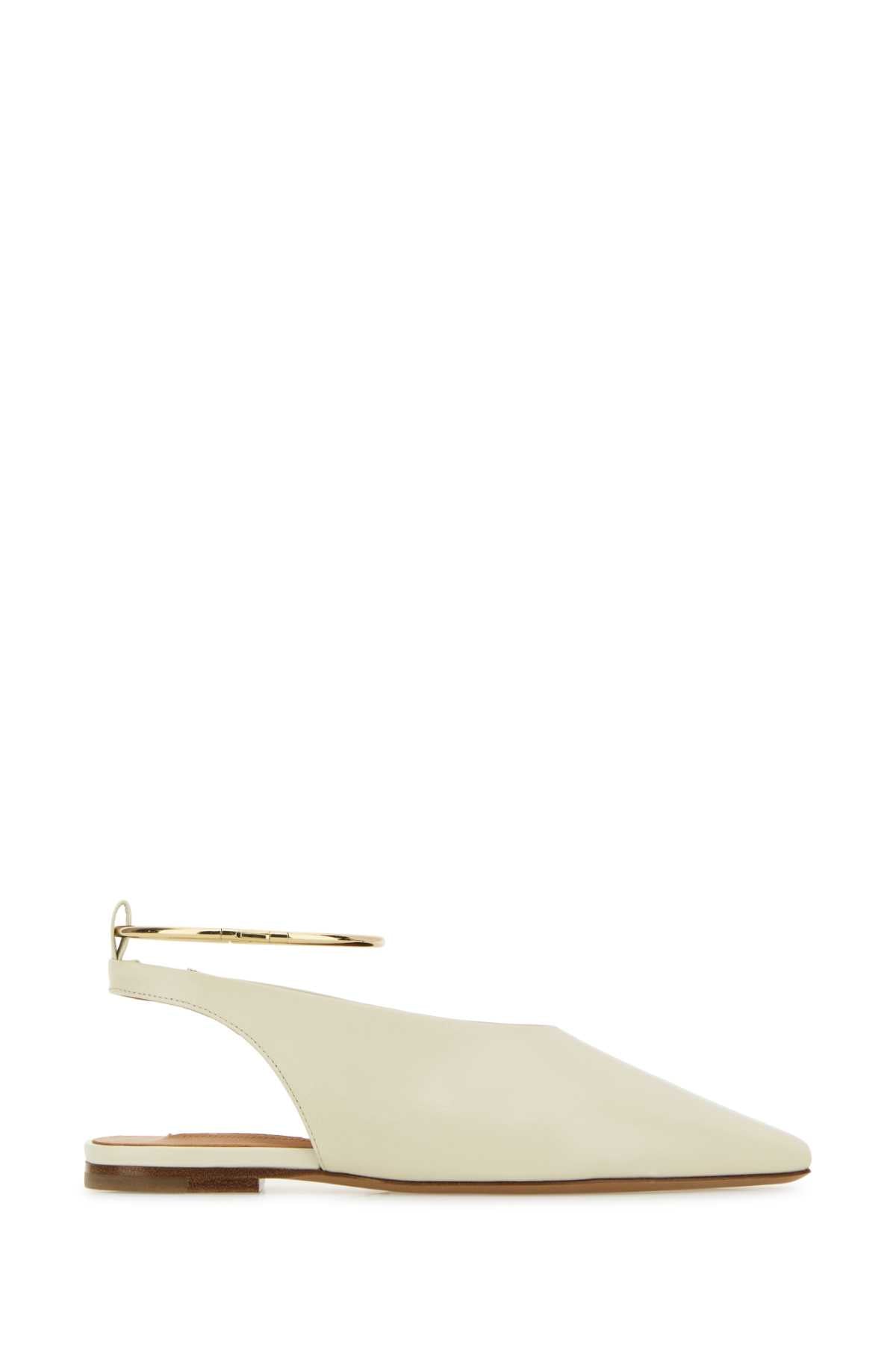 Jil Sander Women Ivory Leather Ballerinas JIL SANDER