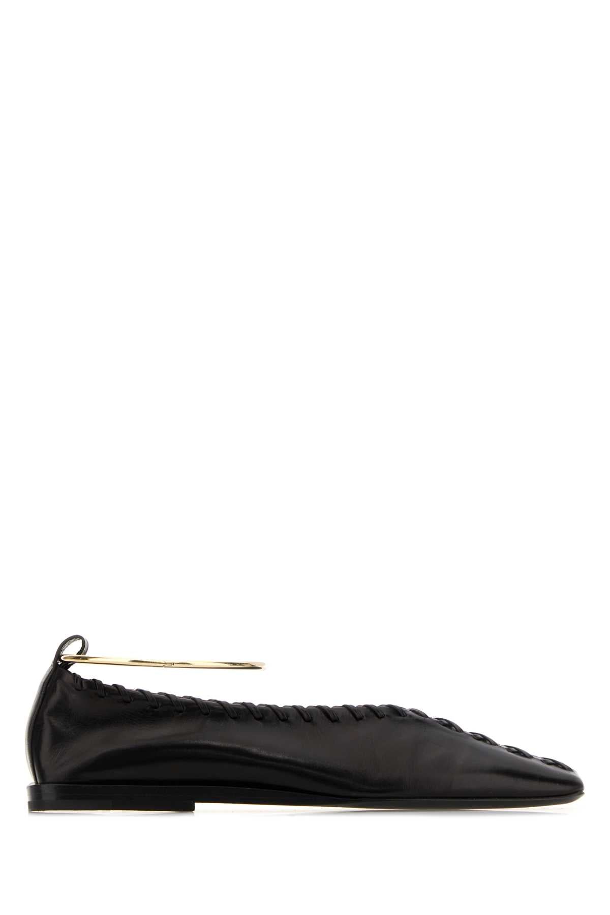 Jil Sander Women Black Leather Ring Ballerinas JIL SANDER