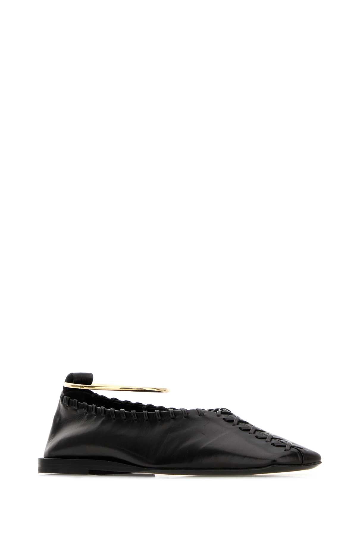 Jil Sander Women Black Leather Ring Ballerinas JIL SANDER
