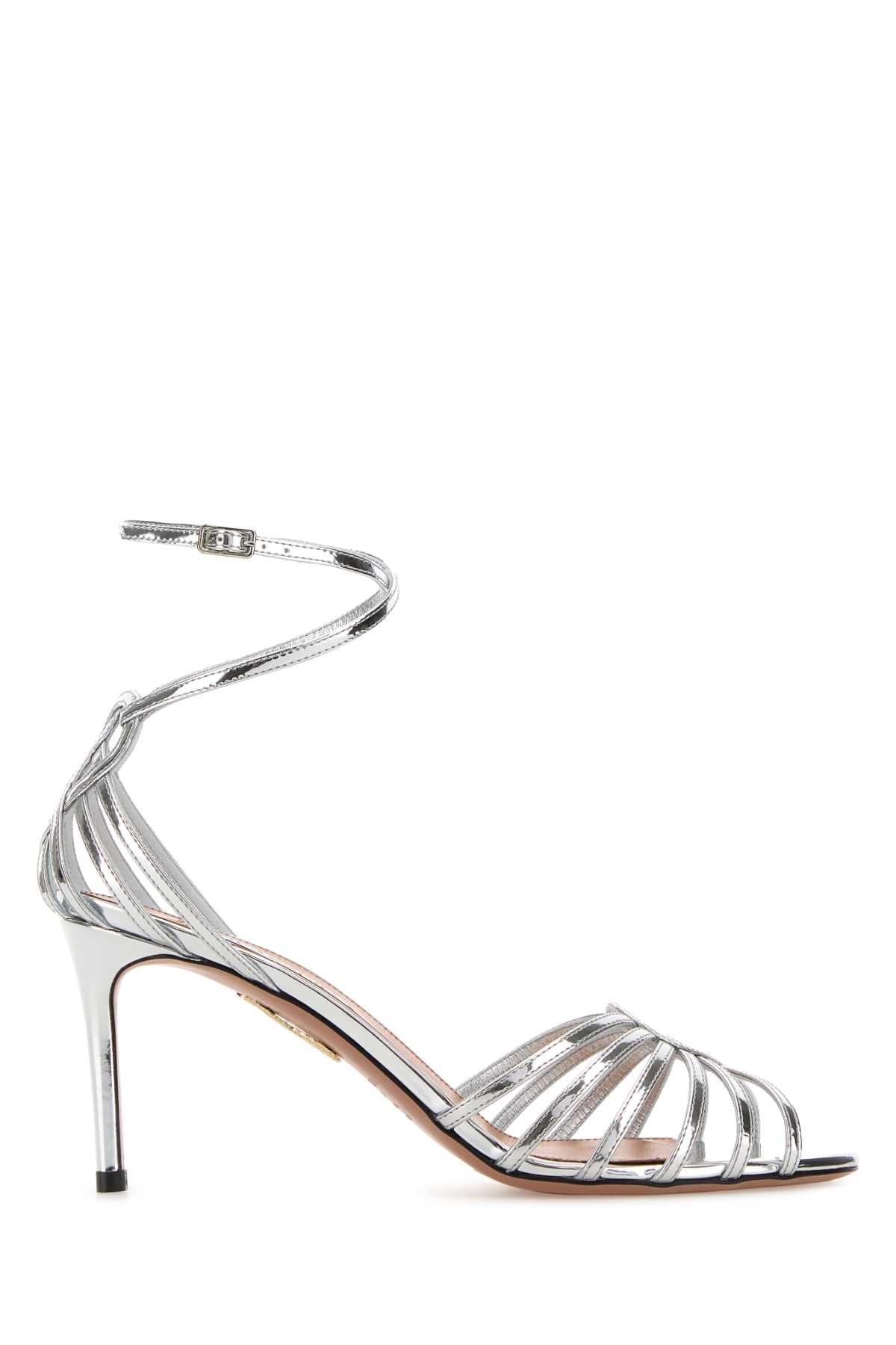 Aquazzura Women Silver Leather Sweetheart Sandals AQUAZZURA