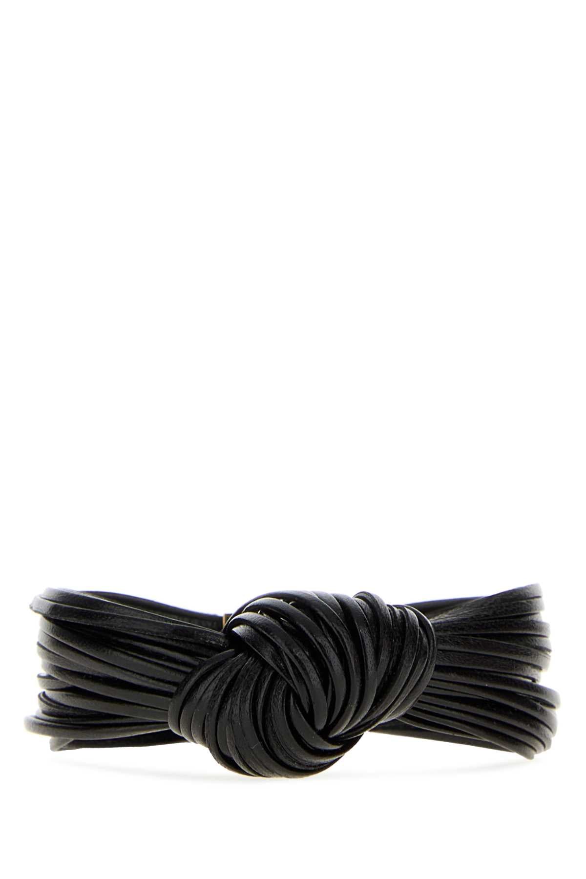 Bottega Veneta Women Black Leather Knot Bracelet BOTTEGA VENETA