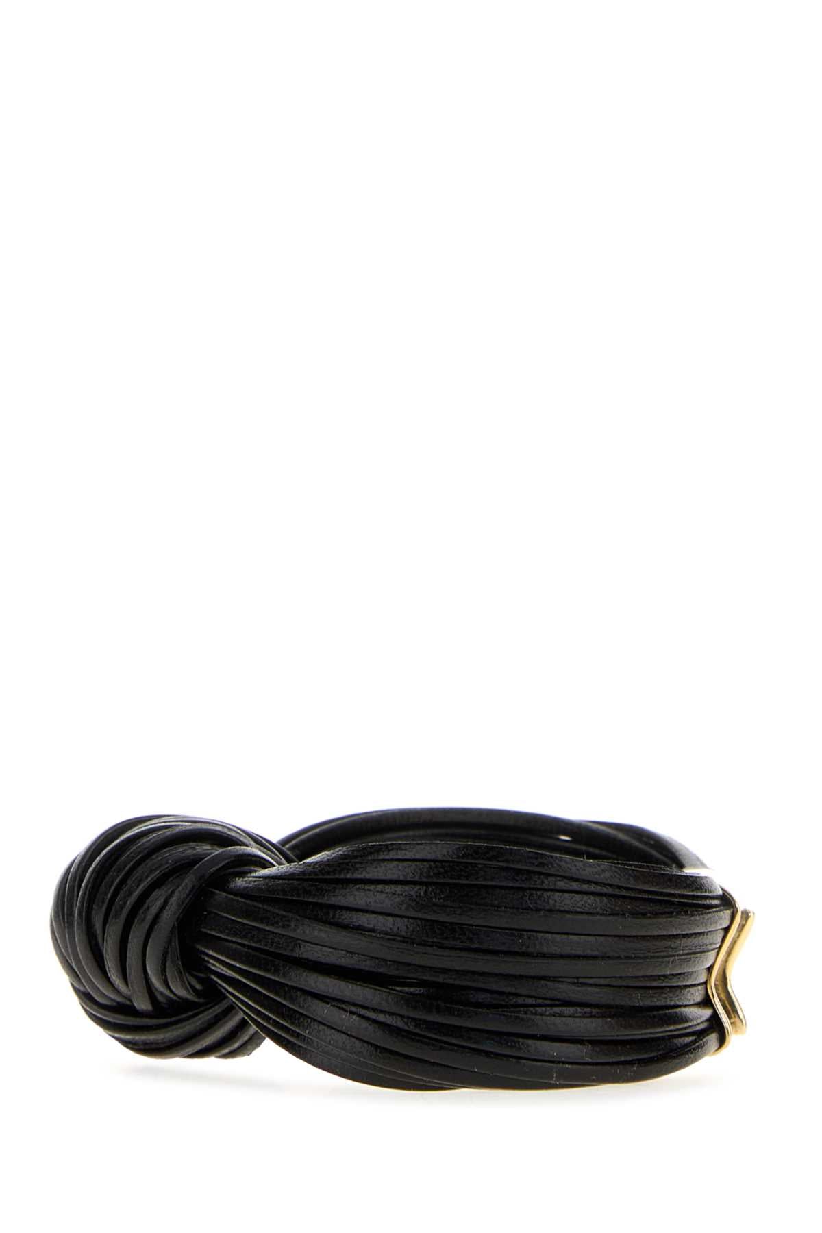 Bottega Veneta Women Black Leather Knot Bracelet BOTTEGA VENETA