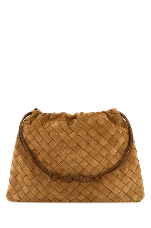 Bottega Veneta Women Camel Suede Medium Clutch BOTTEGA VENETA