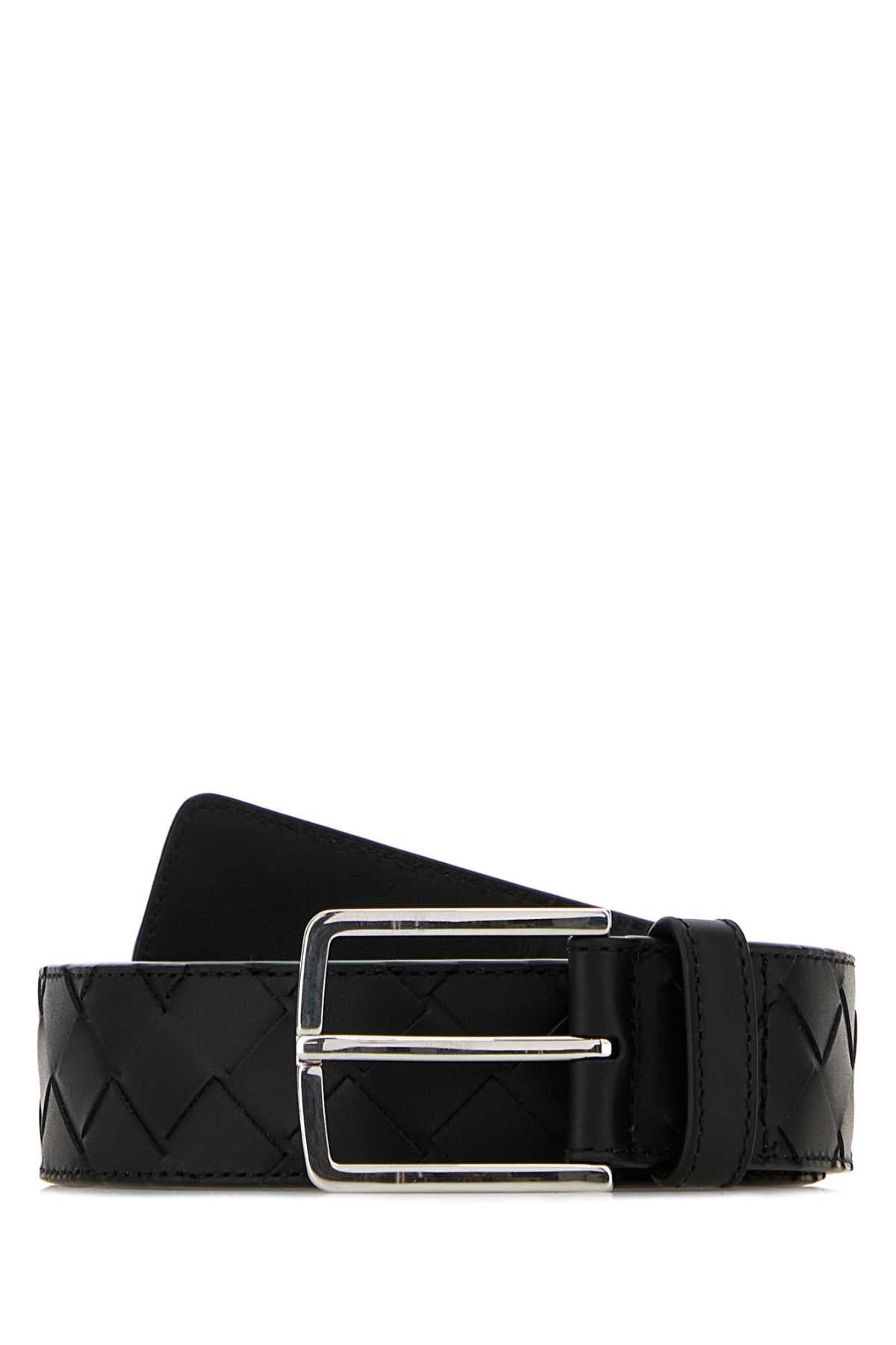 Bottega Veneta Men Black Leather Belt BOTTEGA VENETA