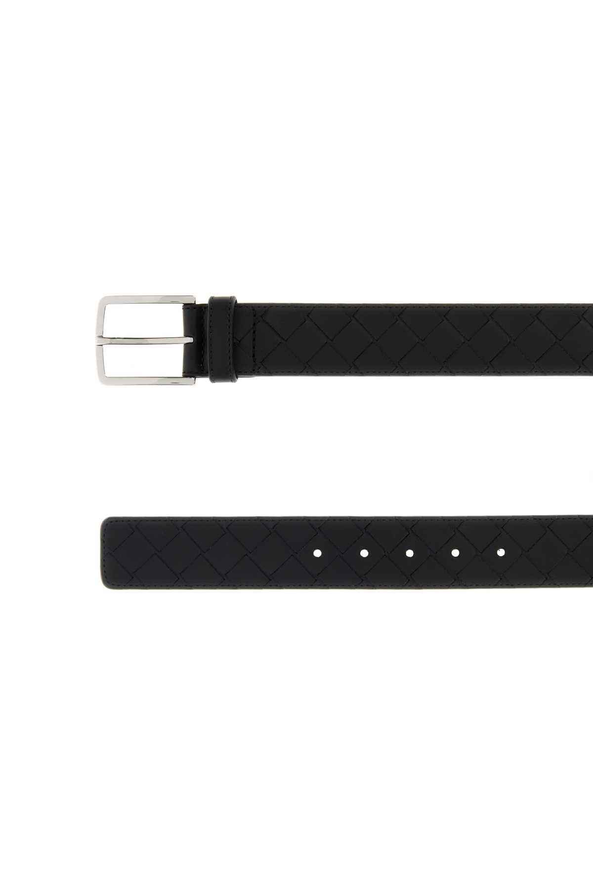 Bottega Veneta Men Black Leather Belt BOTTEGA VENETA