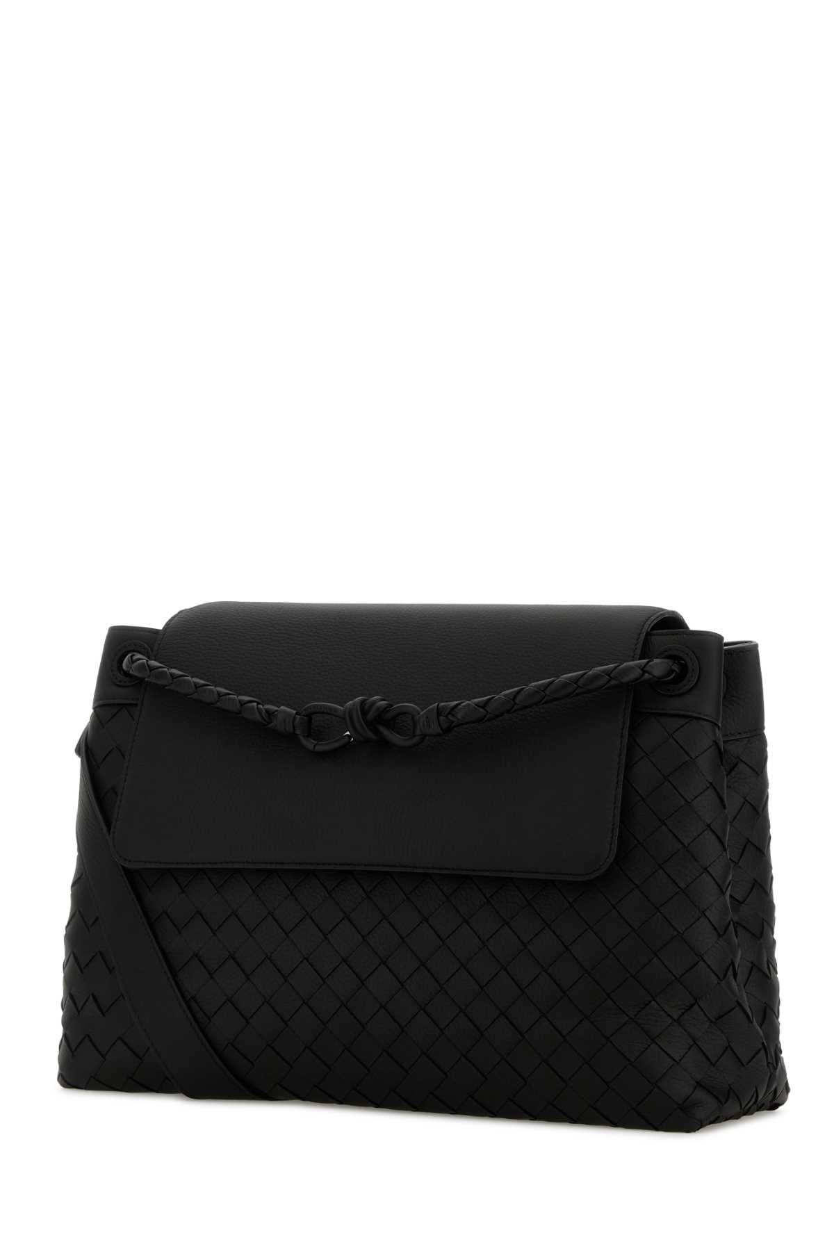 Bottega Veneta Men Black Leather Medium Andiamo Crossbody Bag BOTTEGA VENETA