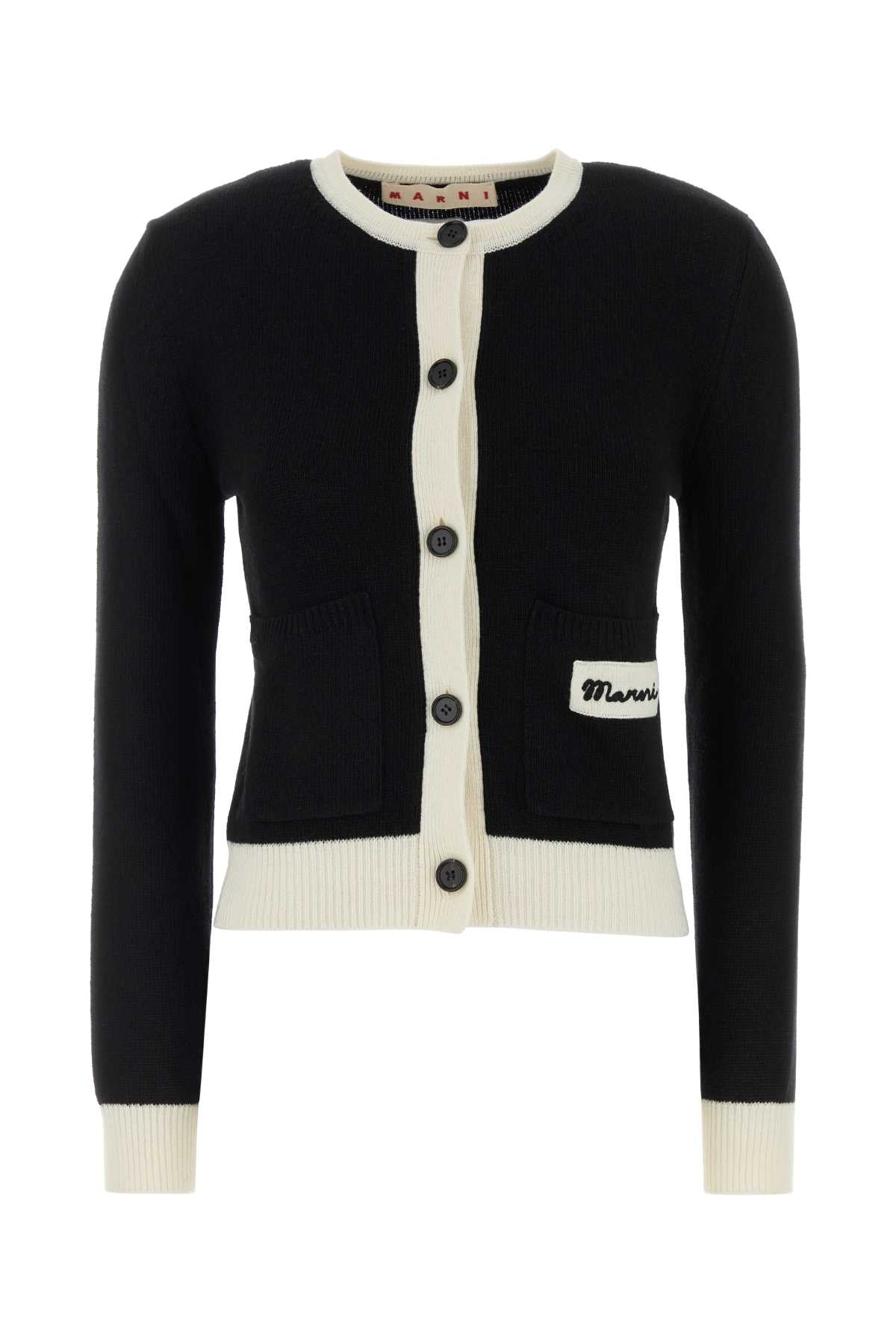 Marni Women Black Wool Blend Cardigan MARNI