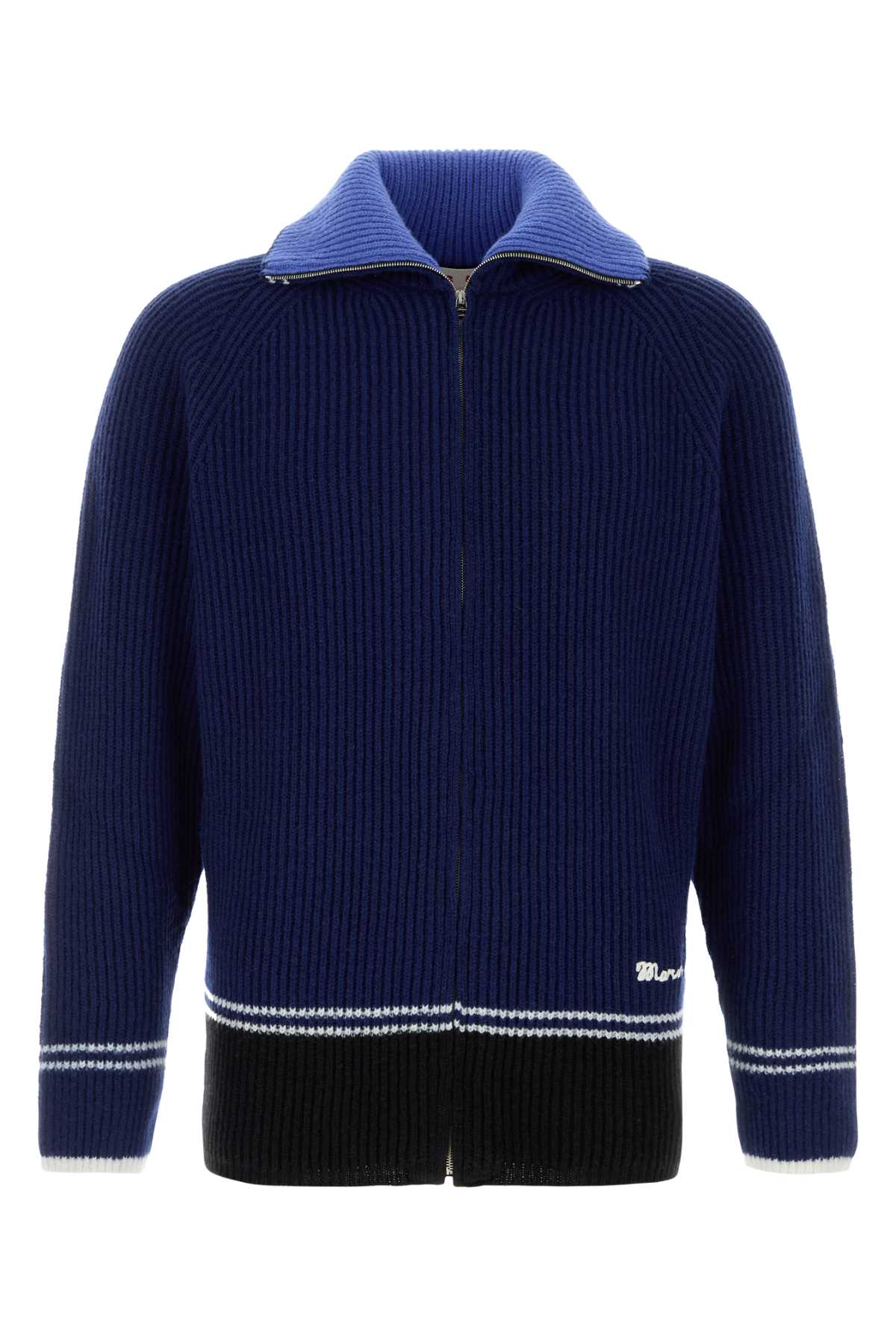 Marni Men Blue Wool Blend Cardigan MARNI