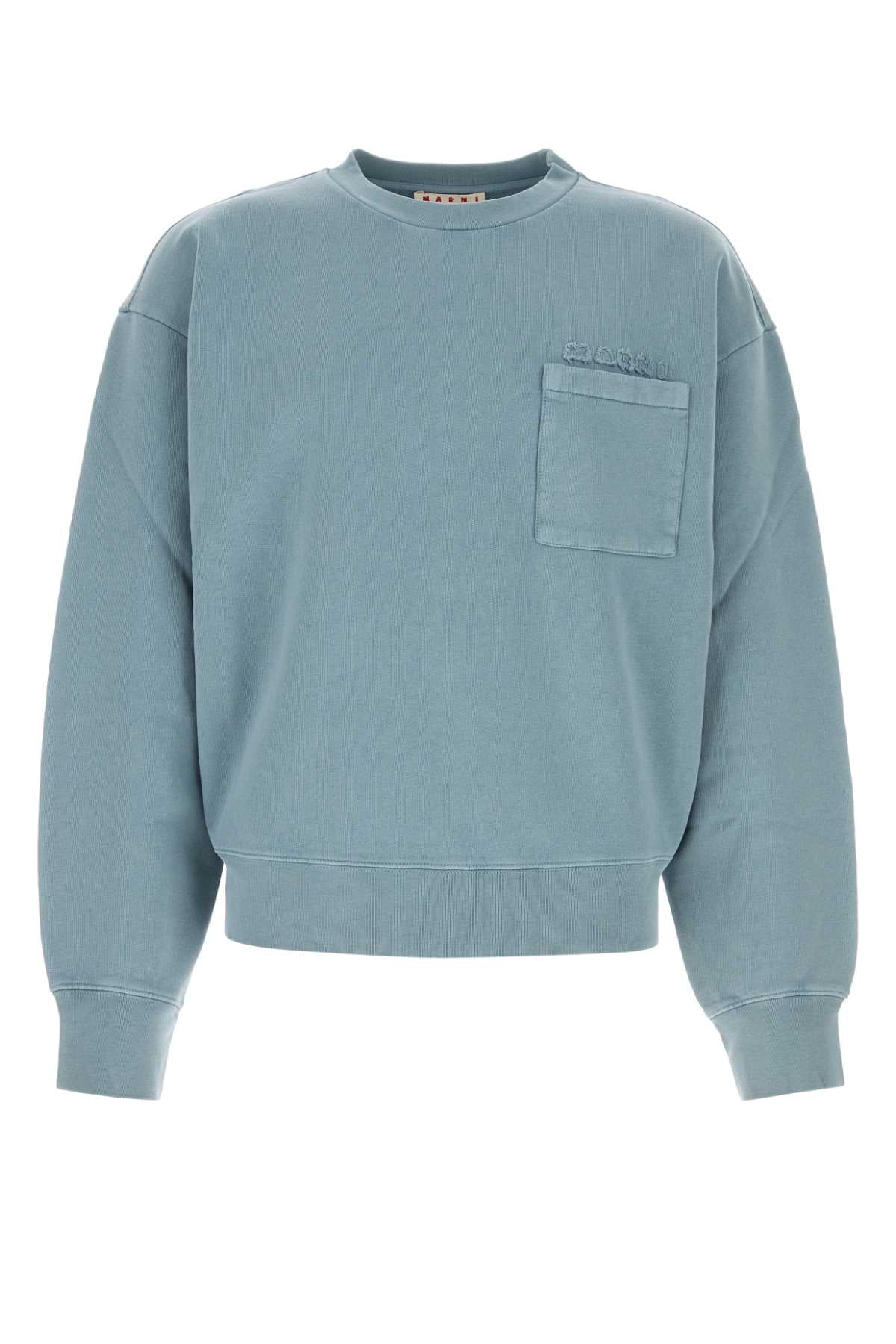 Marni Men Powder Light-Blue Cotton Sweatshirt MARNI