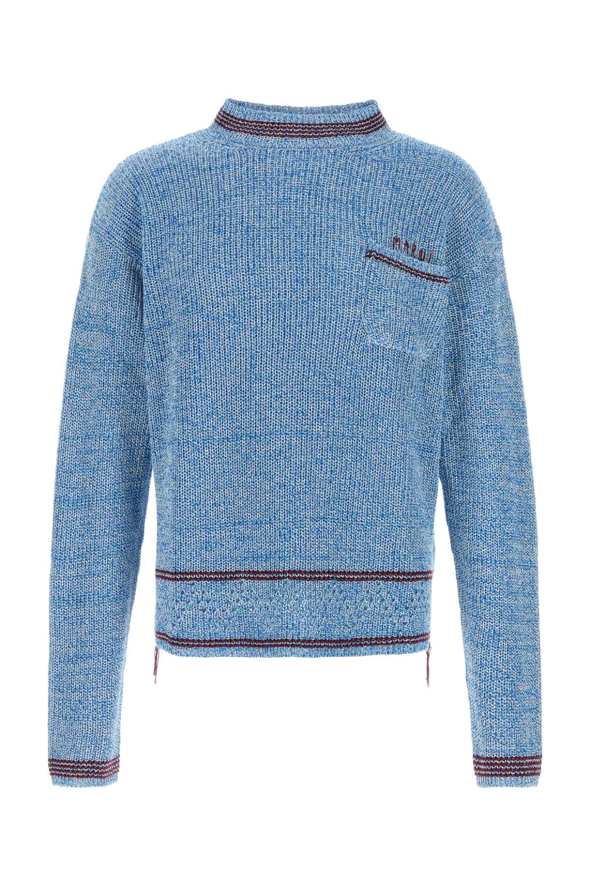Marni Men Melange Light Blue Cotton Sweater MARNI