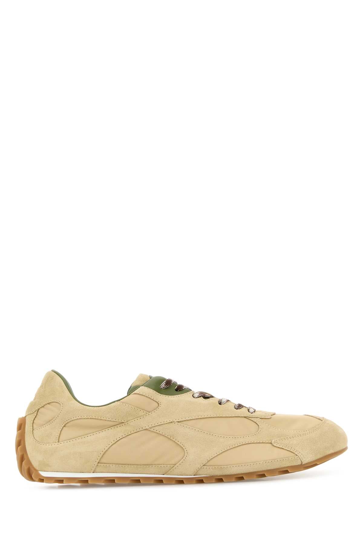 Bottega Veneta Men Beige Suede And Fabric Orbit Sneakers BOTTEGA VENETA