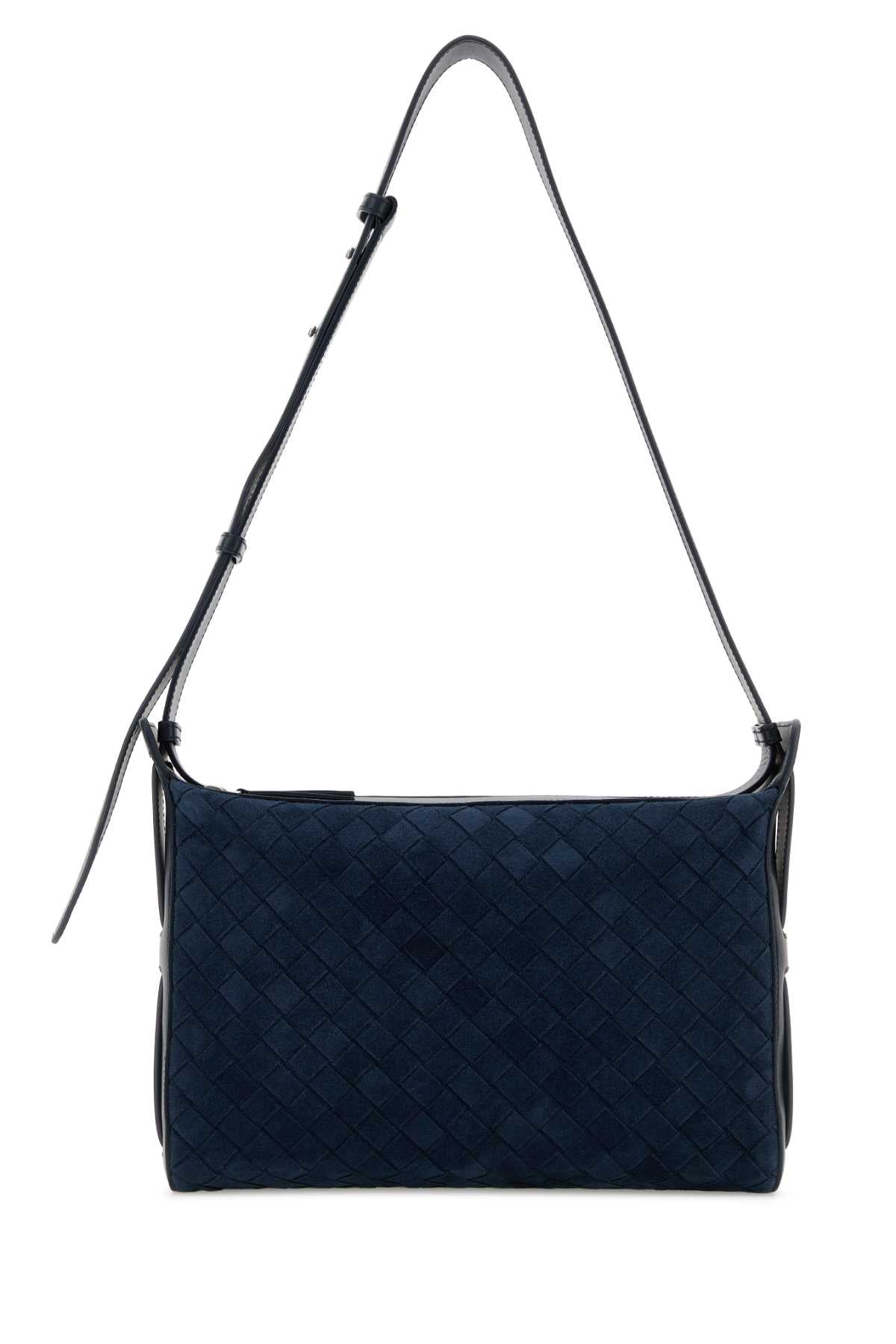 Bottega Veneta Men Navy Blue Suede Tribeca Handle Crossbody Bag BOTTEGA VENETA