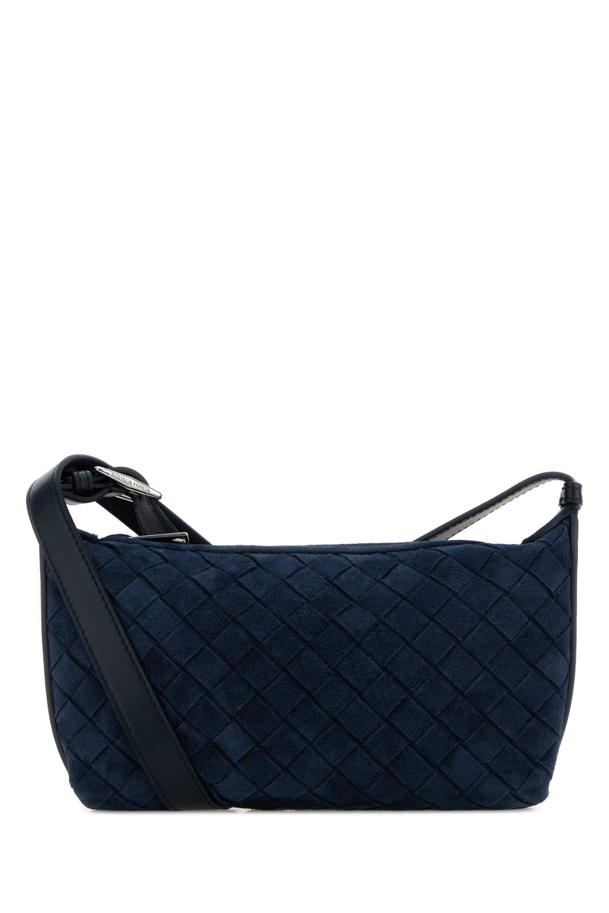 Bottega Veneta Men Navy Blue Suede Traveler Crossbody Bag BOTTEGA VENETA