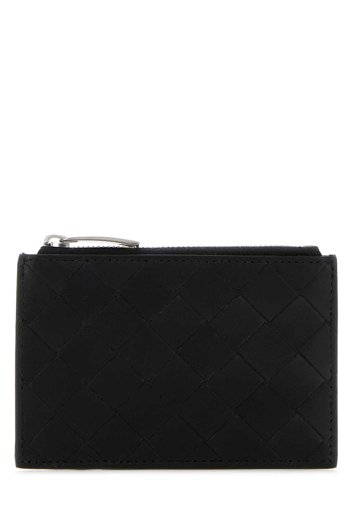 Bottega Veneta Men Black Leather Card Holder