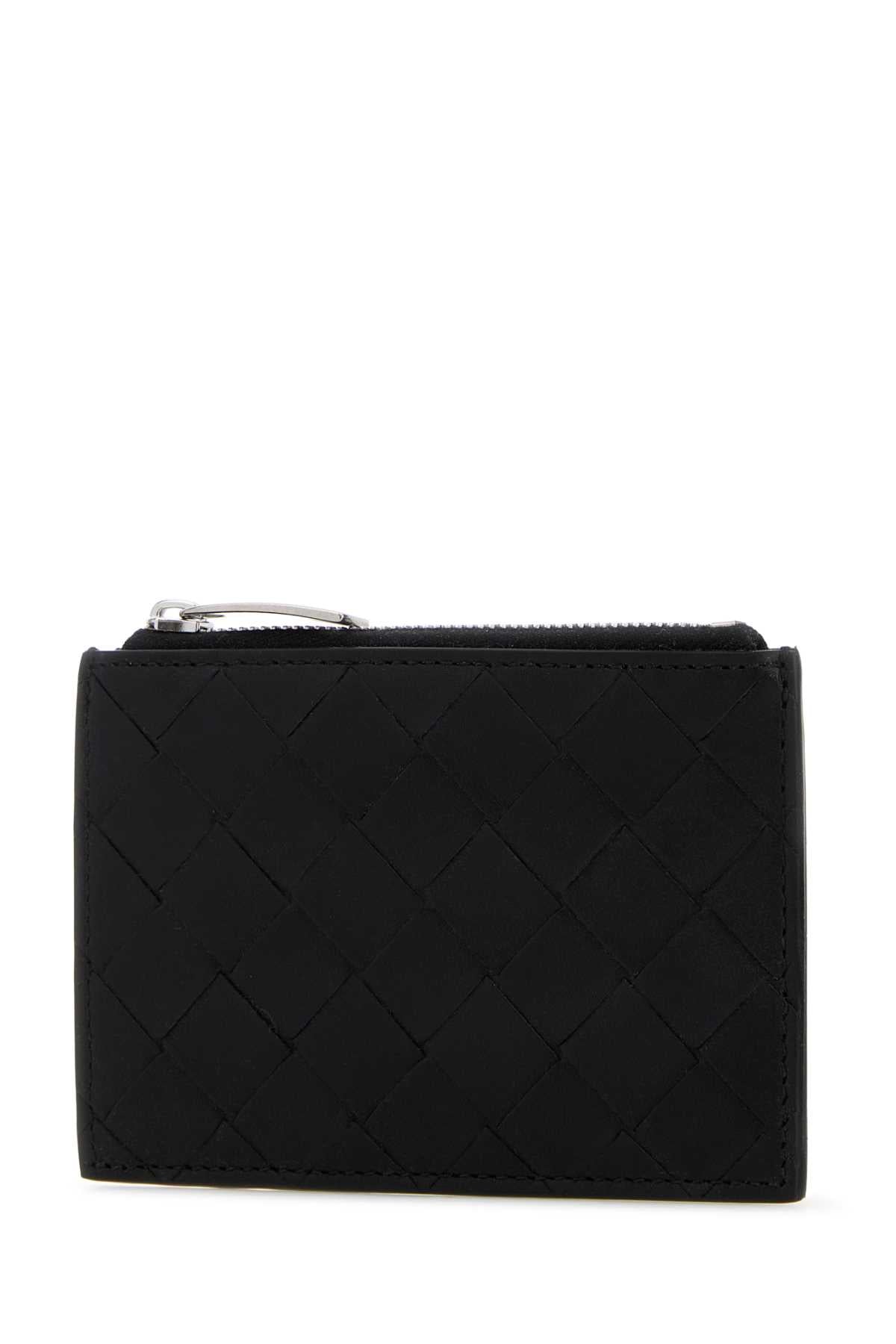 Bottega Veneta Men Black Leather Card Holder
