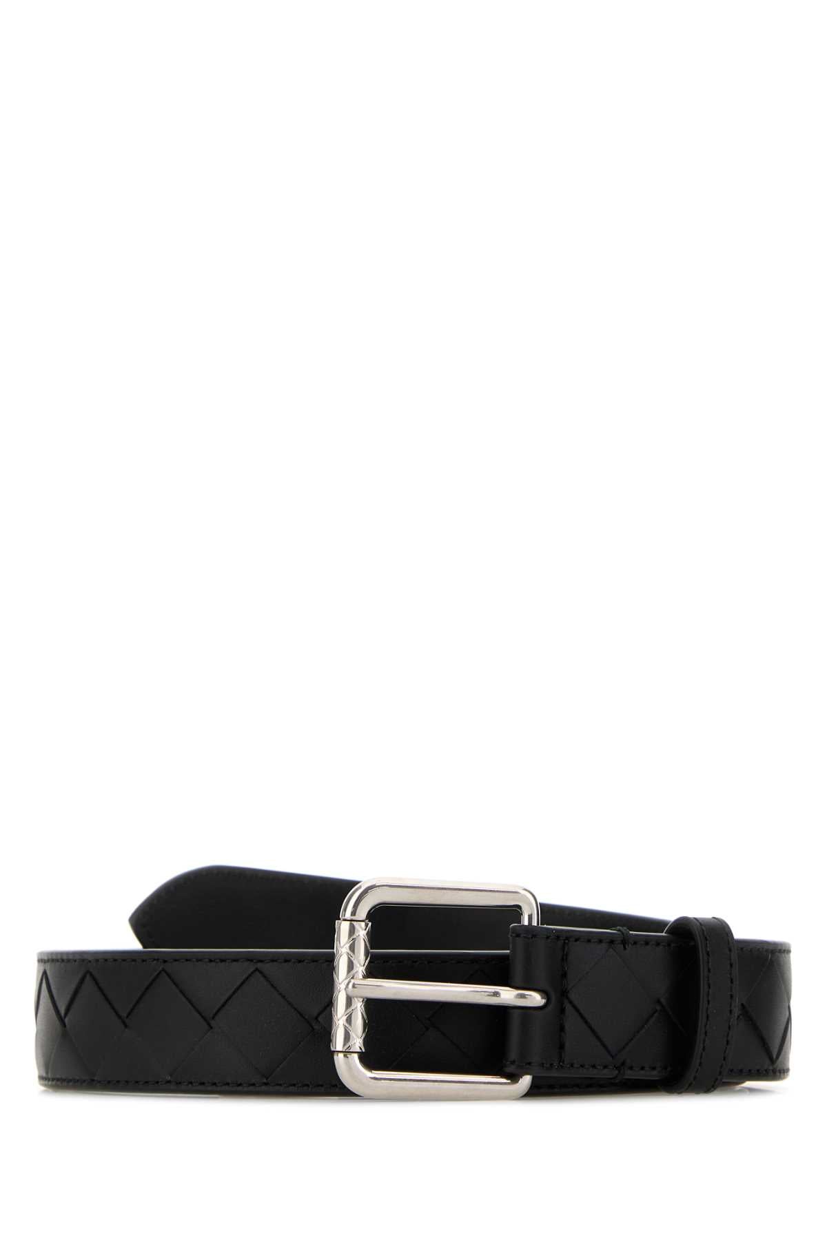 Bottega Veneta Men Black Leather Belt BOTTEGA VENETA