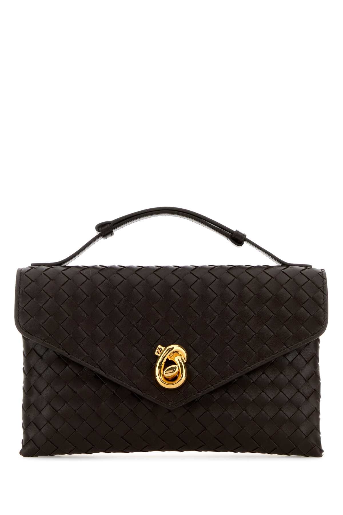 Bottega Veneta Women Dark Brown Leather Knot Lock Handbag BOTTEGA VENETA
