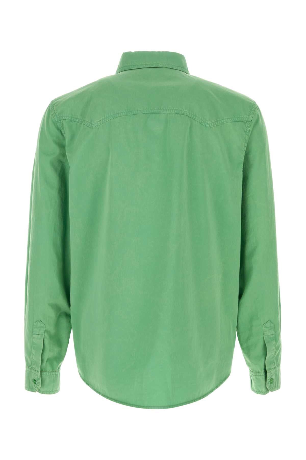 Versace Men Grass Green Cotton Shirt VERSACE