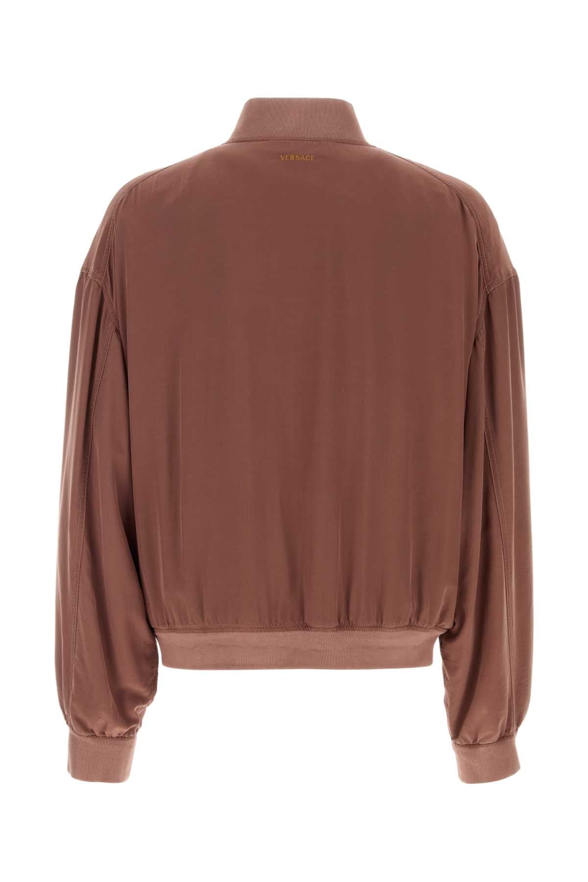 Versace Men Antiqued Pink Silk Bomber Jacket VERSACE