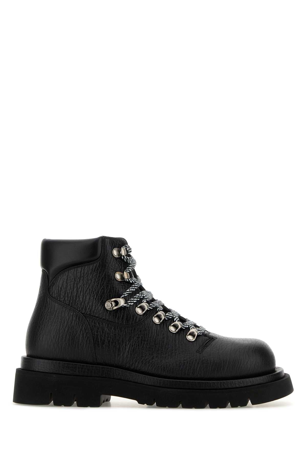Bottega Veneta Men Black Leather Shark Ankle Boots BOTTEGA VENETA