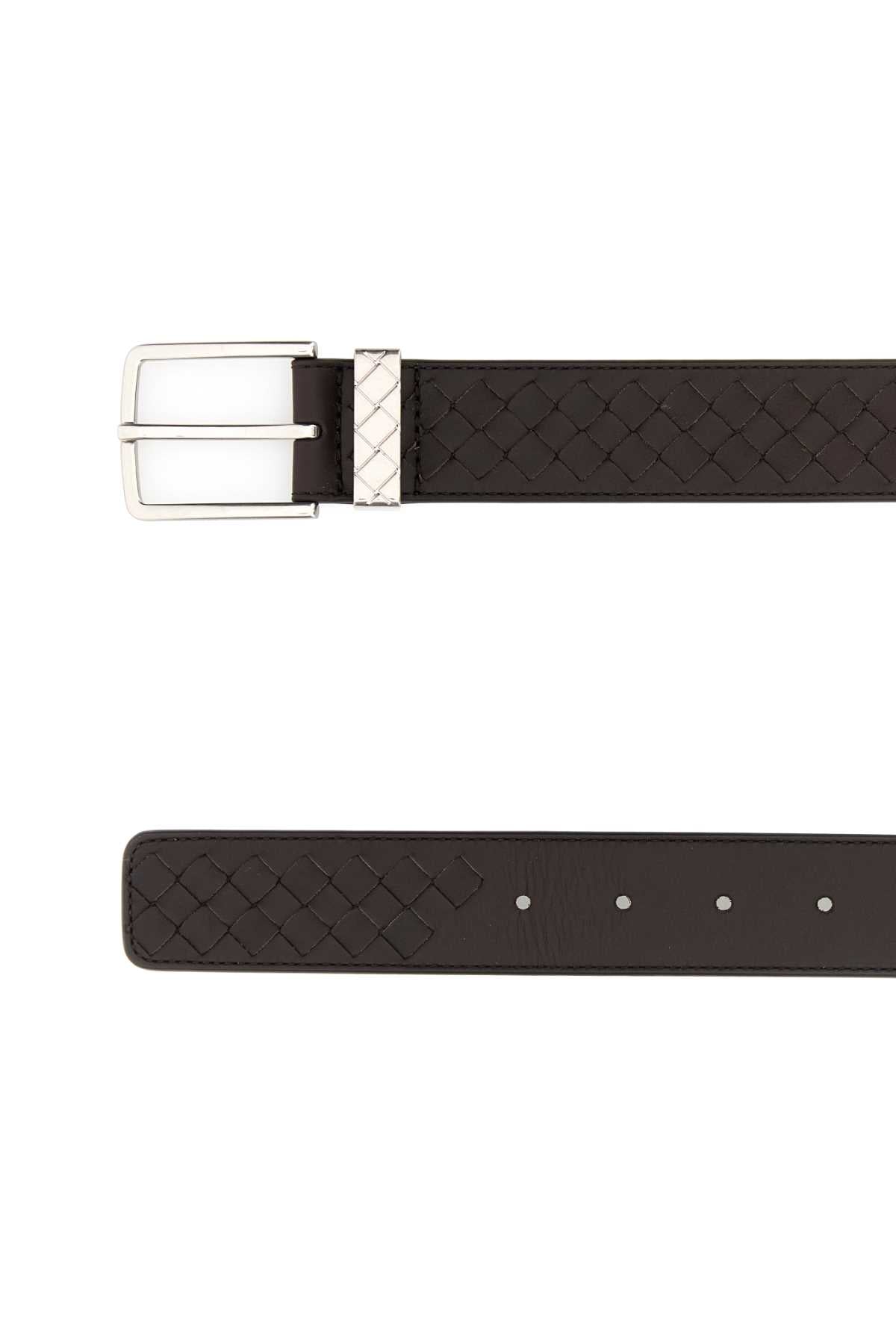 Bottega Veneta Men Dark Brown Leather Belt BOTTEGA VENETA