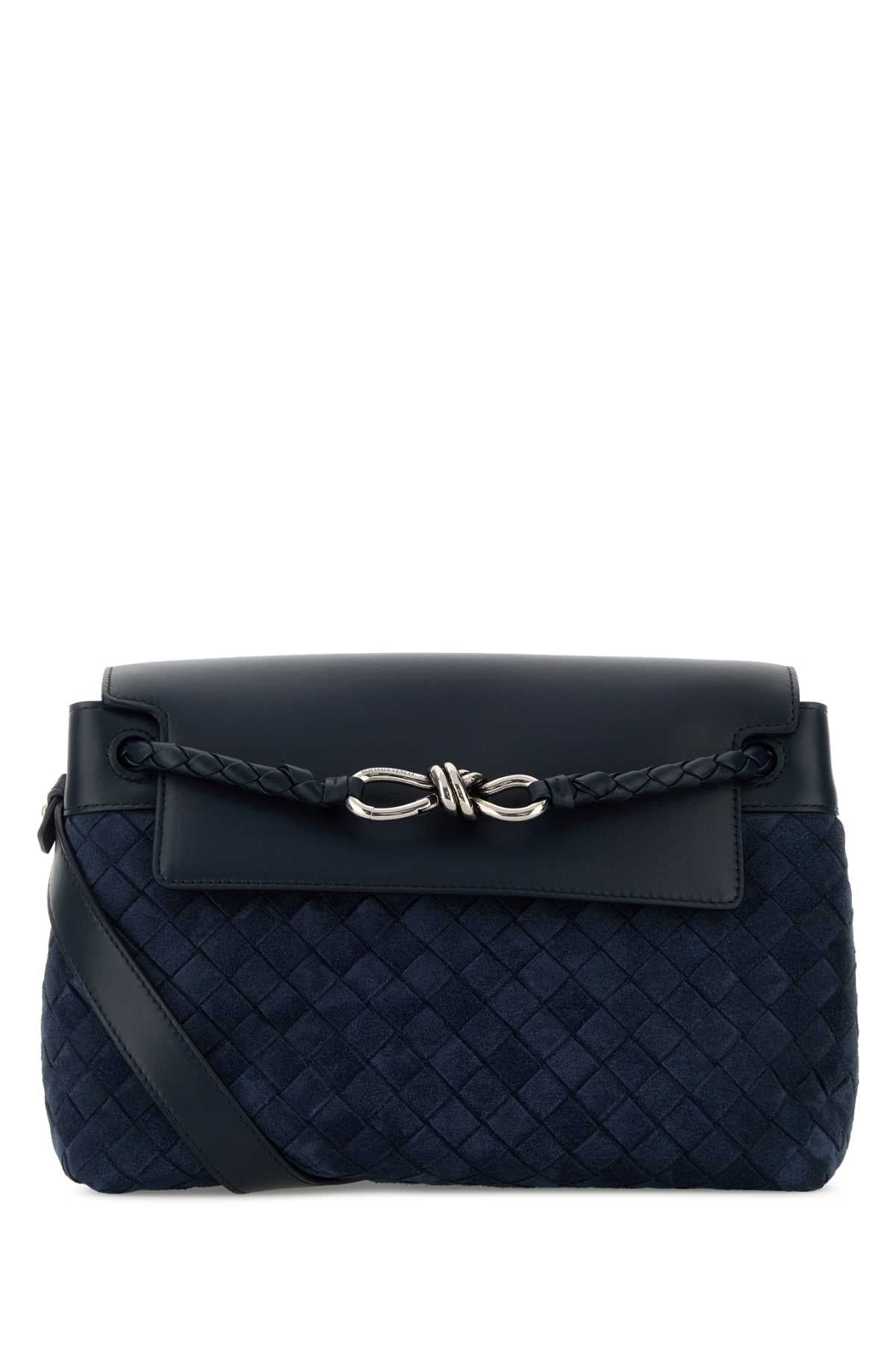 Bottega Veneta Men Navy Blue Suede Small Andiamo Crossbody Bag BOTTEGA VENETA