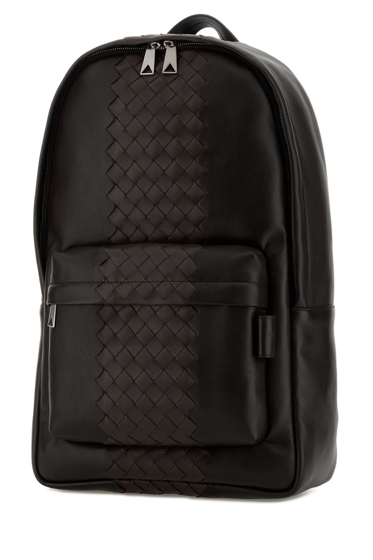 Bottega Veneta Men Dark Brown Leather Backpack BOTTEGA VENETA