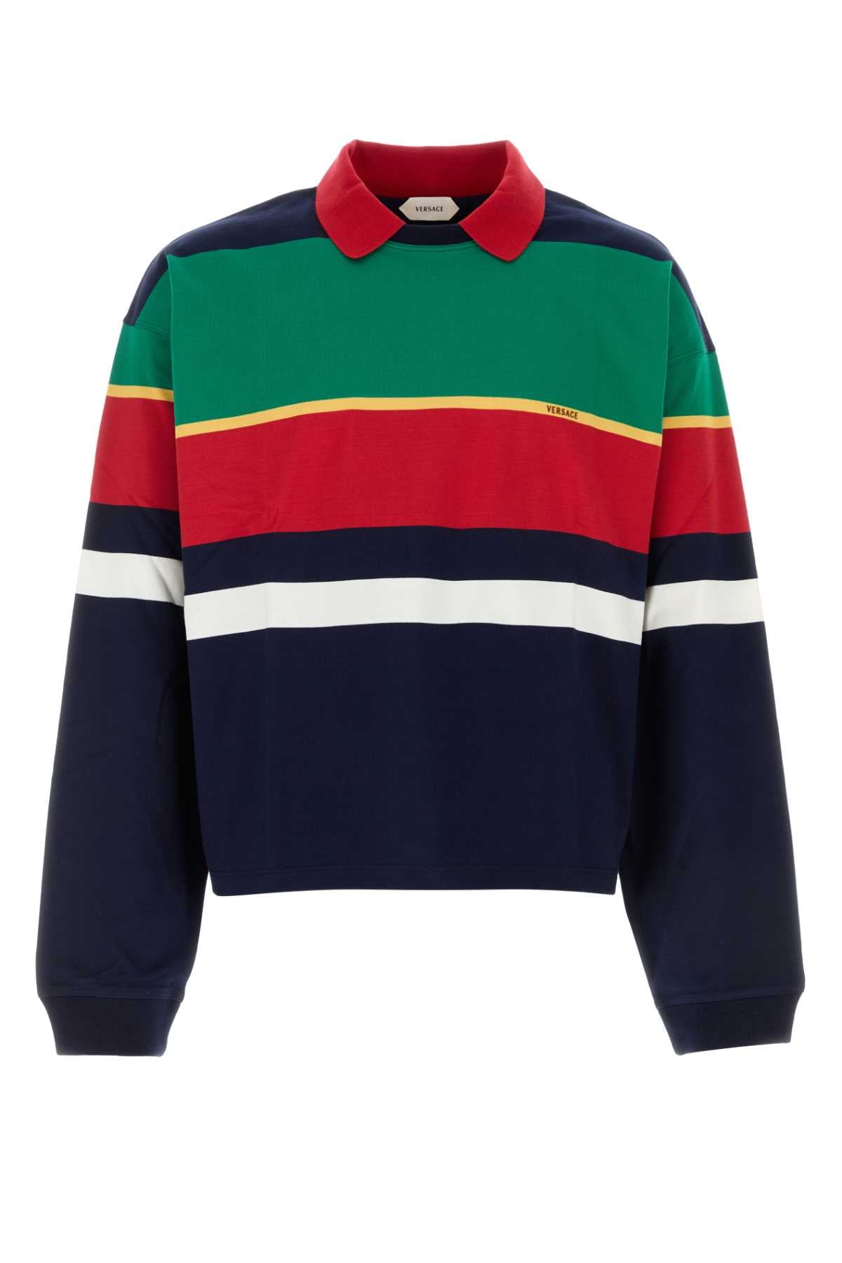 Versace Men Embroidered Cotton Polo Shirt VERSACE