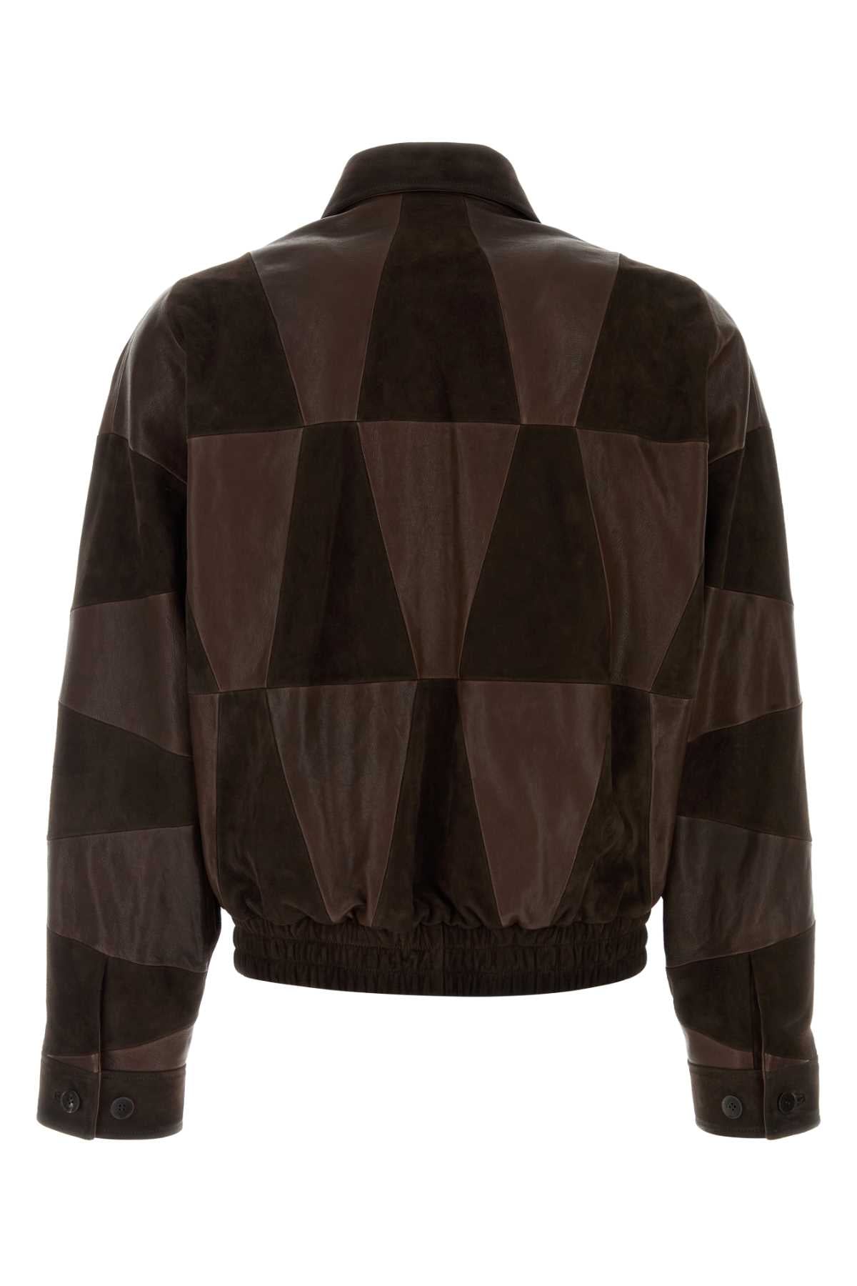 Versace Men Brown Leather Jacket VERSACE