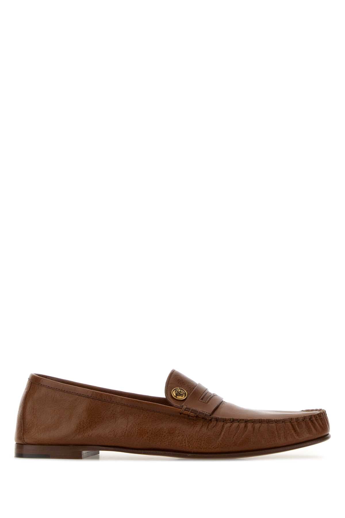 Versace Men Caramel Leather Loafers VERSACE