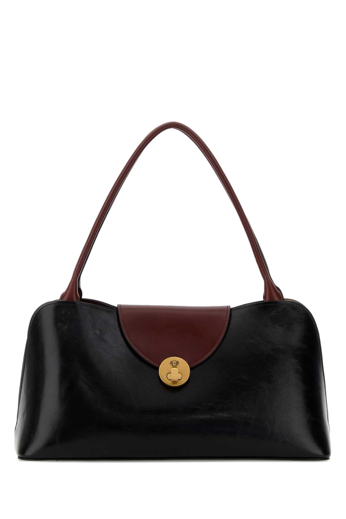 Versace Women Black Leather Medium Shoulder Bag VERSACE
