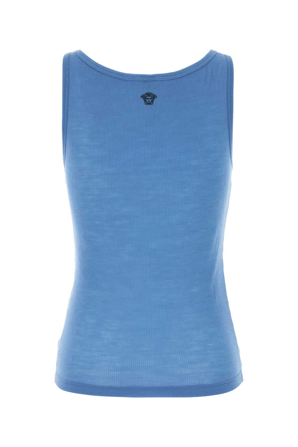 Versace Women Cerulean Blue Wool Tank Top VERSACE