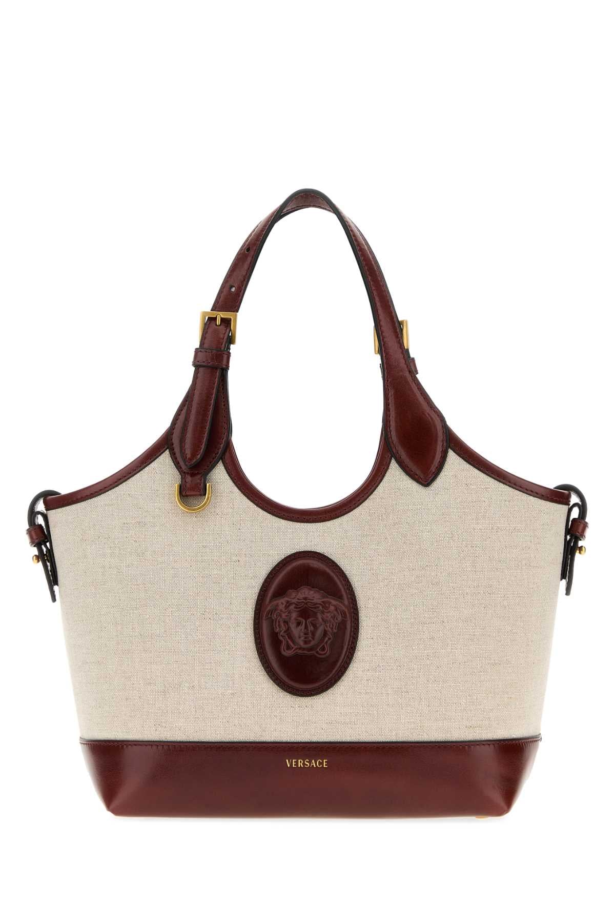 Versace Women Cappuccino Canvas Riviã¨Re Handbag VERSACE