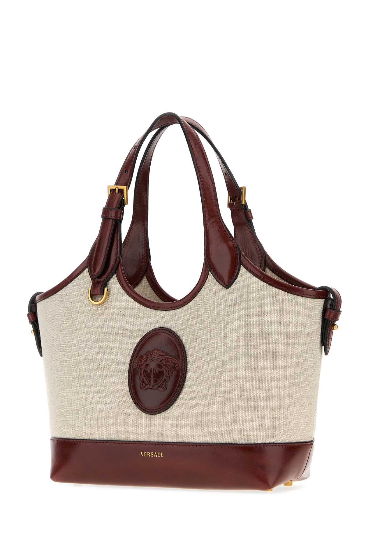 Versace Women Cappuccino Canvas Riviã¨Re Handbag VERSACE