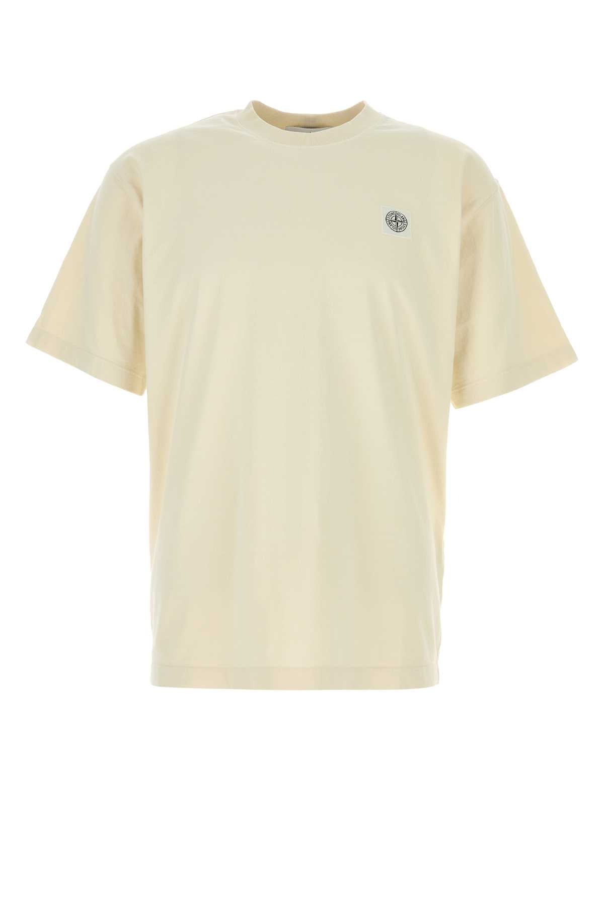 Stone Island Men Cream Cotton T-Shirt STONE ISLAND