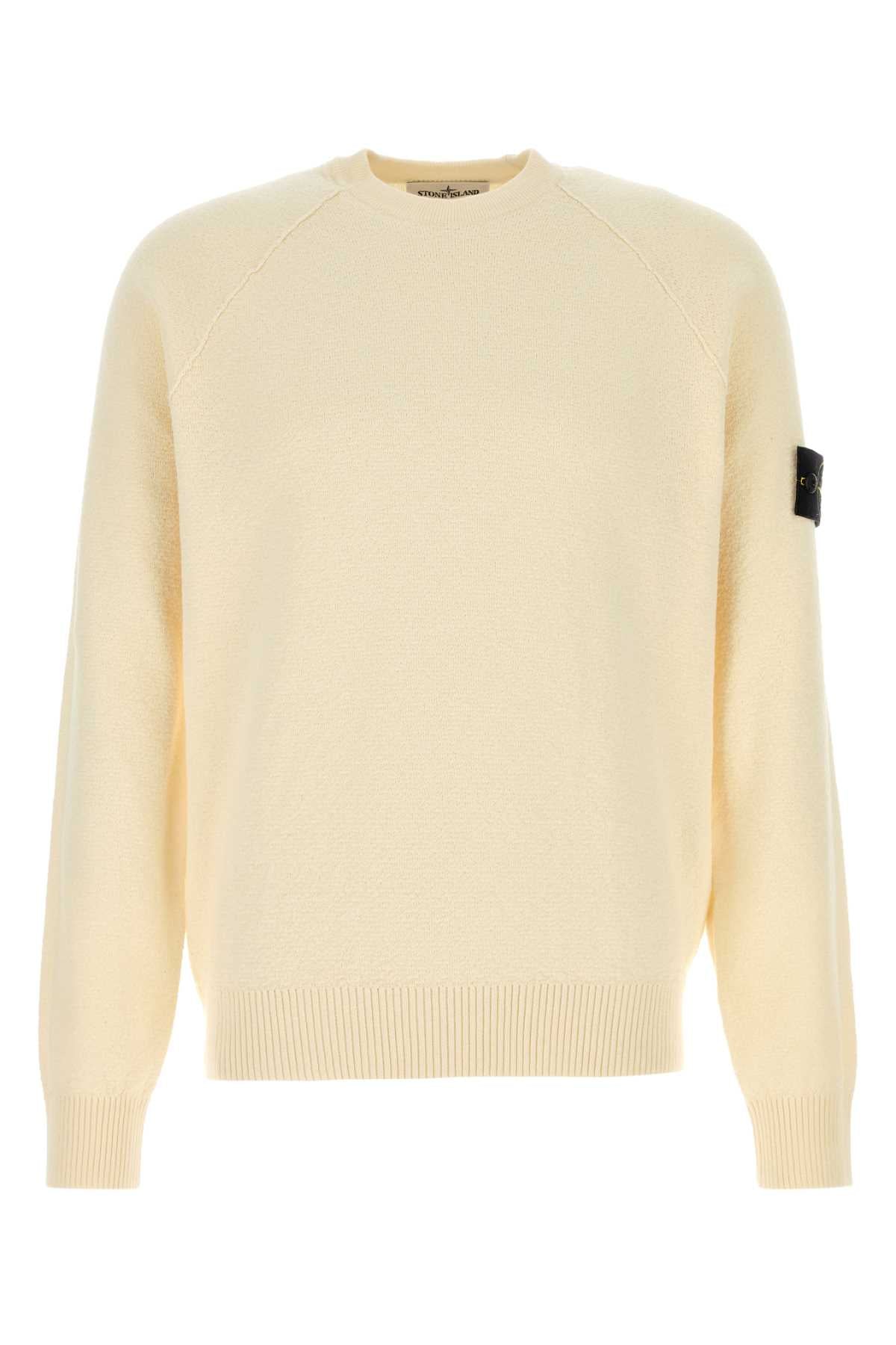 Stone Island Men Cream Cotton Sweater STONE ISLAND