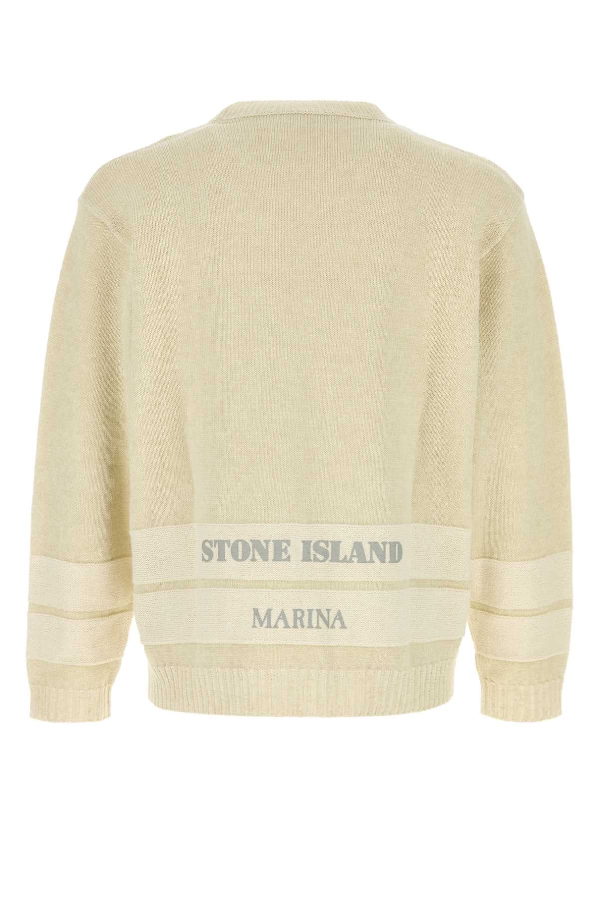 Stone Island Men Cream Cotton Blend Sweater STONE ISLAND