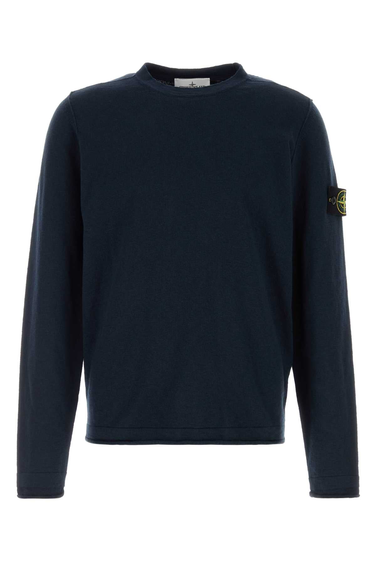 Stone Island Men Midnight Blue Cotton Blend Sweater STONE ISLAND